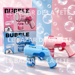 Pistolet à Bulles Bleu & Rose – Avec Piles et Recharge de Liquide